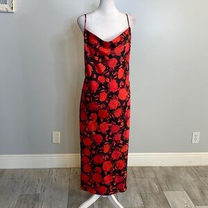 [Bar III] Red/Black Rose Floral Dress - Size XL
